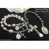 TheCherishedBead Matching Catholic Baby Baptism Set for Baby and Godparents