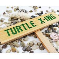 TheCommonSign TURTLE X-ING Caution Sign, TORTOISE Yard Sign, Hand Routed Green Sign, Animal Signage, Custom Sign, Personalized Marker, Outdoor Signage