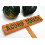 TheCommonSign ACORN SQUASH Garden Marker, Vegetable Sign, Painted & Oil Sealed Cedar Wood: Hand Routed Sign, Garden Decoration, Custom Garden Sign