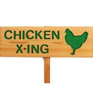 TheCommonSign CHICKEN X-ING with a Chicken Routed Design, Green Chicken Sign, Farm Sign, Caution Sign, gardener gift, dad gift
