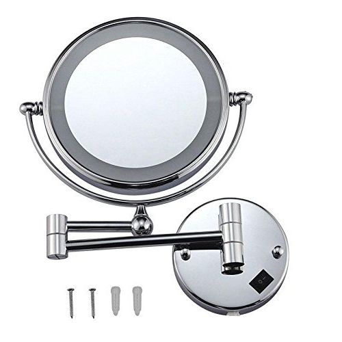  TheCoolCube Wall Mount MakeUp Vanity Mirror with LED Light, Polished Chrome Finish and 8 Inch Double Sided...