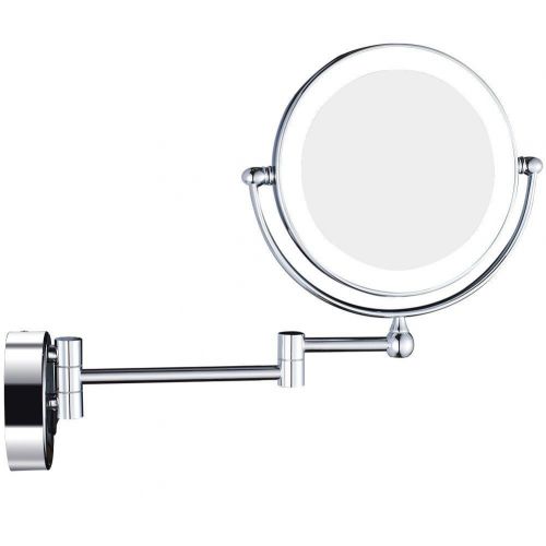  TheCoolCube Wall Mount MakeUp Vanity Mirror with LED Light, Polished Chrome Finish and 8 Inch Double Sided...