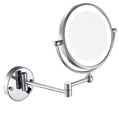  TheCoolCube Wall Mount MakeUp Vanity Mirror with LED Light, Polished Chrome Finish and 8 Inch Double Sided...