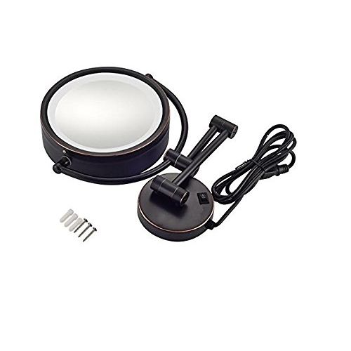  TheCoolCube 8.5Inch LED Lighted Wall Mount Makeup Mirror with 10x Magnification,Oil-Rubbed Bronze Finish (Black)