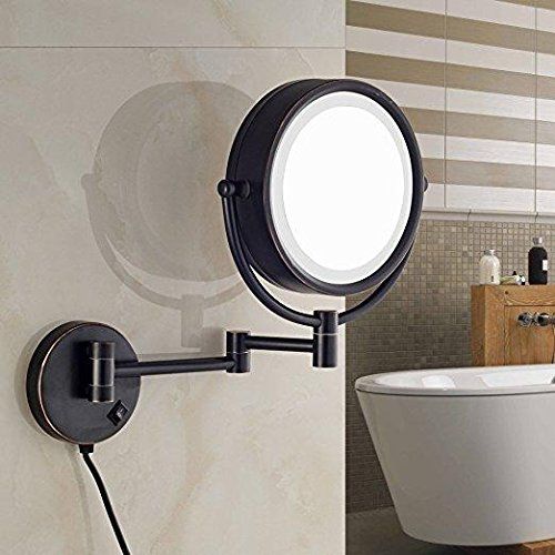  TheCoolCube 8.5Inch LED Lighted Wall Mount Makeup Mirror with 10x Magnification,Oil-Rubbed Bronze Finish (Black)