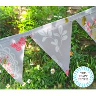 TheCraftHutch Garden Bunting, Outdoor Bunting, Grey Bunting, Butterfly Bunting, Birthday Gift, Garden Party, Oilcloth Bunting, Garden decoration