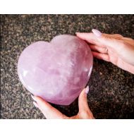 TheCrystalAngel888 Rose Quartz Heart Valentine Heart Large Handcarved Heart