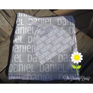 TheDreamyDaisy Personalized Baby Blanket & Optional Hat - Grey Monogrammed Receiving Blanket and Beanie Hat or Headband - Custom Name Swaddling Blanket