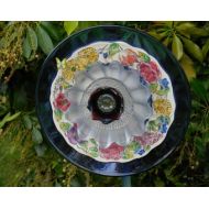 TheEverlastingGarden Glass Plate Flower Garden Art Flower Ensemble with Plates, Glass, Ceramic, and other Treasures