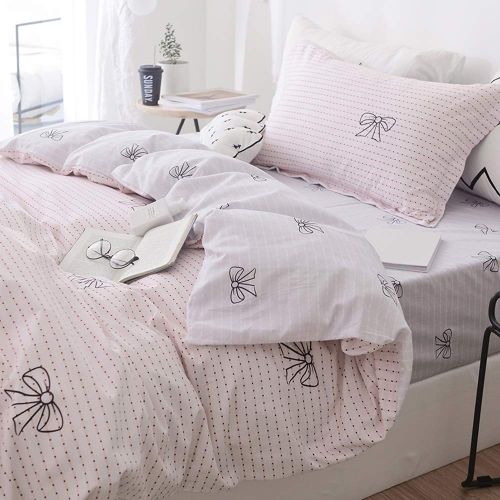  TheFit Paisley Bedding for Boy and Girl W1654 Dot and Ribbon Duvet Cover Set 100% Cotton, Twin Set, 3 Pieces