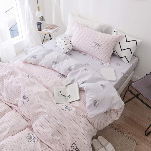  TheFit Paisley Bedding for Boy and Girl W1654 Dot and Ribbon Duvet Cover Set 100% Cotton, Twin Set, 3 Pieces