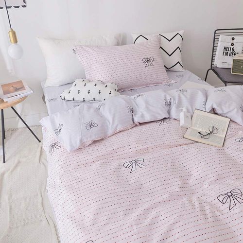  TheFit Paisley Bedding for Boy and Girl W1654 Dot and Ribbon Duvet Cover Set 100% Cotton, Twin Set, 3 Pieces