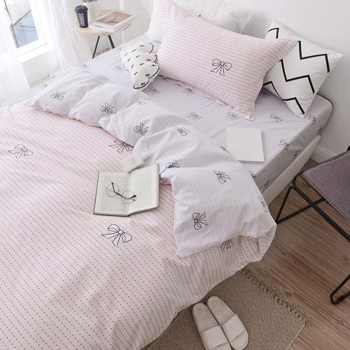  TheFit Paisley Bedding for Boy and Girl W1654 Dot and Ribbon Duvet Cover Set 100% Cotton, Twin Set, 3 Pieces