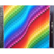 TheFlemingsNine Made to Order, Bargello Quilt, Modern Rainbow Quilt, Custom Quilt for Sale, Lap, Twin, Double, Full, Queen, King, Bed, Bedding, Blanket