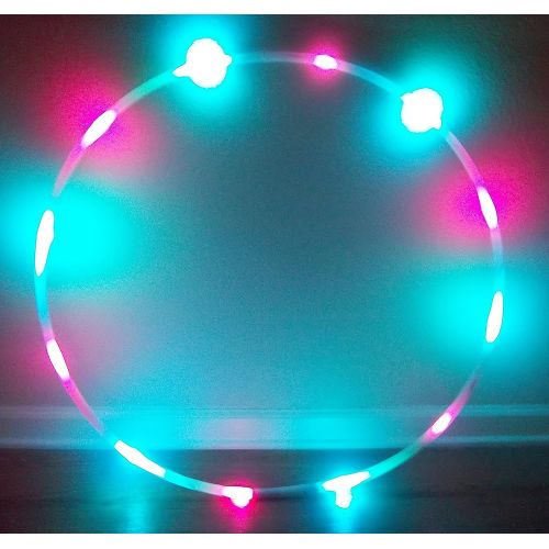  TheHoopCompany Pro LED Hula Hoop - Hot Pink & Aqua (Cotton Candy) 30 OD, 58 HDPE tubing, w Charger & Battery (30)