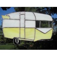 TheHuckleberryBucket Classic yellow trailer stained glass suncatcher