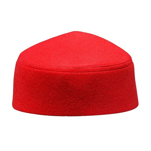  TheKufi Solid Red Moroccan Fez-Style Kufi Hat Cap w/Pointed Top