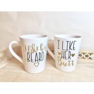 /TheLadyBirdDesign His and her I like her butt, I like his beard glitter coffee cups