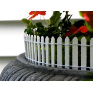 /TheLittleHedgerow Fairy Garden Fence White Picket - terrarium accessories - 18 or 8.5 long - wired - wood - white picket fence - edging - supply