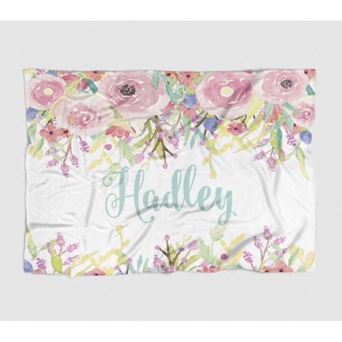  PreppyPinkPineapples Watercolor Floral | Personalized blanket for kids, Baby Girl, Baby Blanket, Personalized Gift, Milestone Floral Blanket, Swaddle Blanket