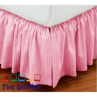 TheOutNet Collection Egyptian Cotton 750TC 1 Piece Dust Ruffle Bed Skirt Queen Size 13 Inch Drop Length Pink Striped