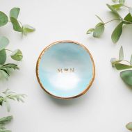 ThePaintedPress Personalized Jewelry Dish, Ring Dish, Custom Wedding Gift, Anniversary Gift, Catch All, Gift for Couple, Gift for her, Blue Ombre Ring Dish