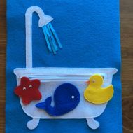 ThePinkPenguinShop Bathtub Quiet Book Page: Felt Pages, Busy Book, Bath Time, Travel Activities, Toddler Learning, Texture, Ribbons, Bath toys, Duck, Whale