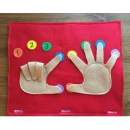 ThePinkPenguinShop Finger Counting Page; Toddler Quiet Book, Busy Bag, Travel Book, Preschool Games, Educational Activity, Learning, Quiet Time, Counting Hands