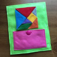 Tangram Quiet Book Page, Tangram Shapes, Educational Toys, Puzzles, Learning Shapes, Button, ThePinkPenguinShop, Tangram Pieces, Colors,