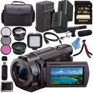 ThePixelConnexction Sony FDR-AX33 FDRAX33 4K Ultra HD Handycam Camcorder + Rechargable Li-Ion Battery + Sony 32GB SDHC Card + Carrying Case + Tripod + HDMI Cable + Card Wallet + Card Reader + Fiberclo