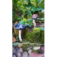 /ThePrincessPumpkin Magic mushroom, Shroom, toadstools, fairy garden ornaments, outdoor artwork, terrarium, crystal, spiritual, plant pot accessories, gardening