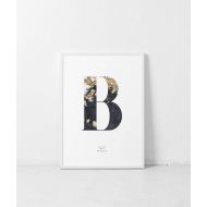 /ThePrintableConcept Letter Monogram ART PRINT | Typography wall art | Marble Gold art print | Initials Poster Marble letter Alphabet poster