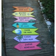 /TheRightJack PERSONALIZED WOODEN SIGNS, Set of 7 Custom Signs, Directional Signs, Destination Signs, Arrows, Signs, Backyard Art, Yard Art, Beach Signs