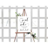 TheRusticEleganceCo Pick A Seat And Not A Side Sign- Pick A Seat Sign- Choose A Seat Sign- Printable Wedding Sign- DIY Wedding Sign- Calligraphy Sign-