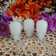 TheShabbyWitch White Skull Candles, 3 Set Skull Candles, Spell Candles