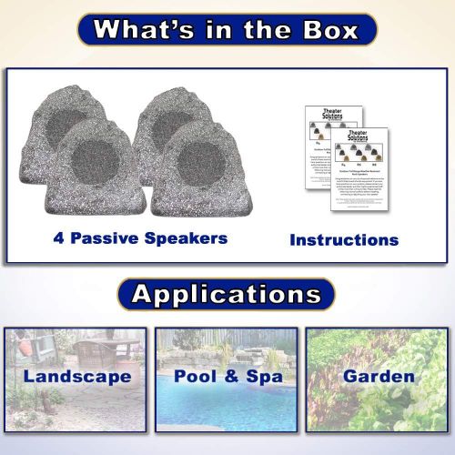  [아마존베스트]Theater Solutions 4R4G New Wired Outdoor Garden Waterproof Granite Rock Patio Speakers (set of 4)