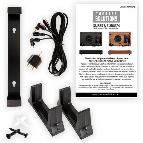  [아마존베스트]Theater Solutions SUB8S 250 Watt Surround Sound HD Home Theater Slim Powered Active Subwoofer (Black)