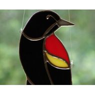Theglassmenagerie Stained Glass Red Winged Blackbird Sun Catcher