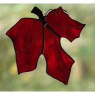 /Theglassmenagerie Stained Glass Red Maple Leaf