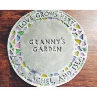Theirheartsandbones personalized stepping stone with mosaic glass rim (large) pastels