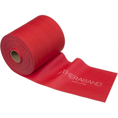  TheraBand Resistance Band 25 Yard Roll, Medium Red Non-Latex Professional Elastic Bands For Upper & Lower Body Exercise Workouts, Physical Therapy, Pilates, & Rehab, Dispenser Box,