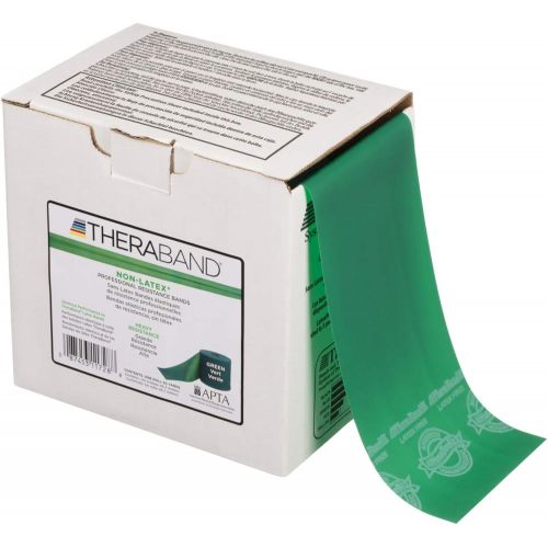  THERABAND Resistance Band 50 Yard Roll, Heavy Green Non-Latex Professional Elastic Bands For Upper & Lower Body Exercise, Physical Therapy, Pilates, & Rehab, Dispenser Box, Interme