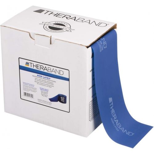  TheraBand Resistance Band 50 Yard Roll, Extra Heavy Blue Non-Latex Professional Elastic Bands For Upper & Lower Body Exercise, Physical Therapy, Pilates, Rehab, Dispenser Box, Inte