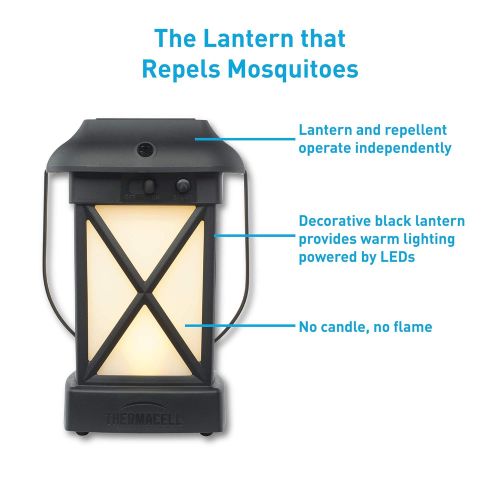  Thermacell Cambridge Mosquito Repellent Patio Shield Lantern; 15 X 15 Foot Zone of Protection Effectively Repels Mosquitoes; Functions as Lantern and/or Repellent; Ideal for the De