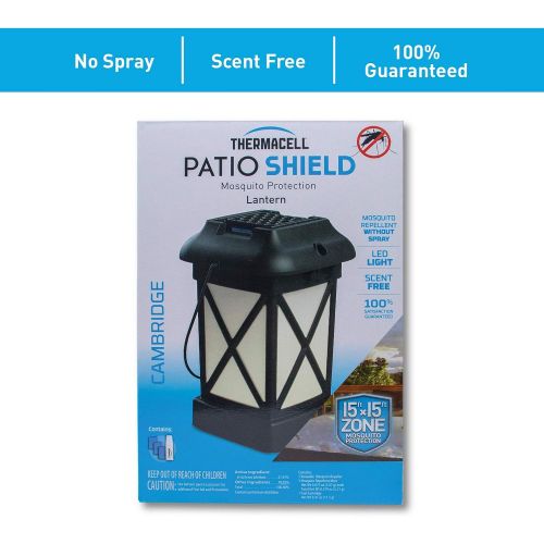  Thermacell Cambridge Mosquito Repellent Patio Shield Lantern; 15 X 15 Foot Zone of Protection Effectively Repels Mosquitoes; Functions as Lantern and/or Repellent; Ideal for the De