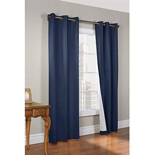  Thermalogic Weathermate Insulated Grommets Cotton Curtain Panels, 80 X 95 navy