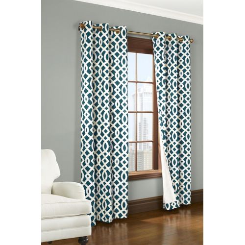  Trellis Thermalogic Teal 80 X 63 Grommet Top Curtains