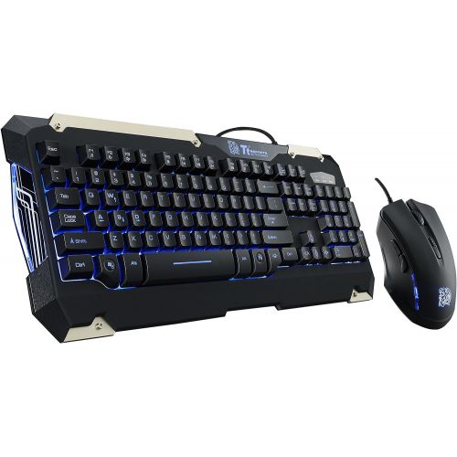  Thermaltake Tt eSPORTS Commander Blue LED Backlighting Mechanical Keycaps Membrane Gaming Keyboard & 2400 DPI Blue LED Optical Gaming Mouse Combo KB-CMC-PLBLUS-01