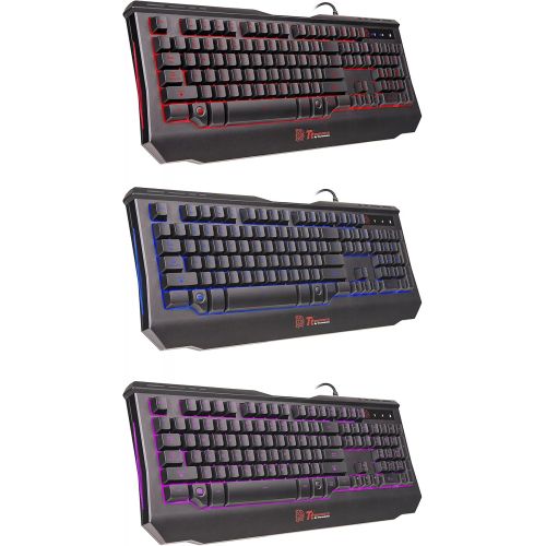  Thermaltake Tt eSPORTS Knucker 4-in-1 3 Color Membrane Keyboard & 2400 DPI Avago 5050 Optical Gaming Mouse & Headset & Mouse Pad Combo Kit KB-GCK-PLBLUS-01