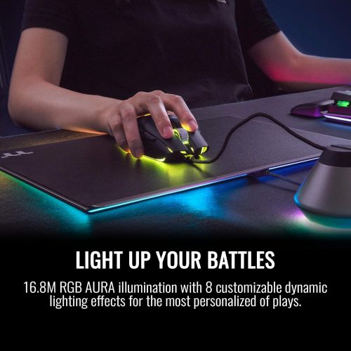  Thermaltake Argent MP1 RGB 16.8 Million Color Software Enabled, Hard Surface, Aluminum Top Plate, and Non-Slip Rubber Base 359mm x 254mm x 10mm Gaming Mouse Pad. GMP-MP1-BLKHMC-01